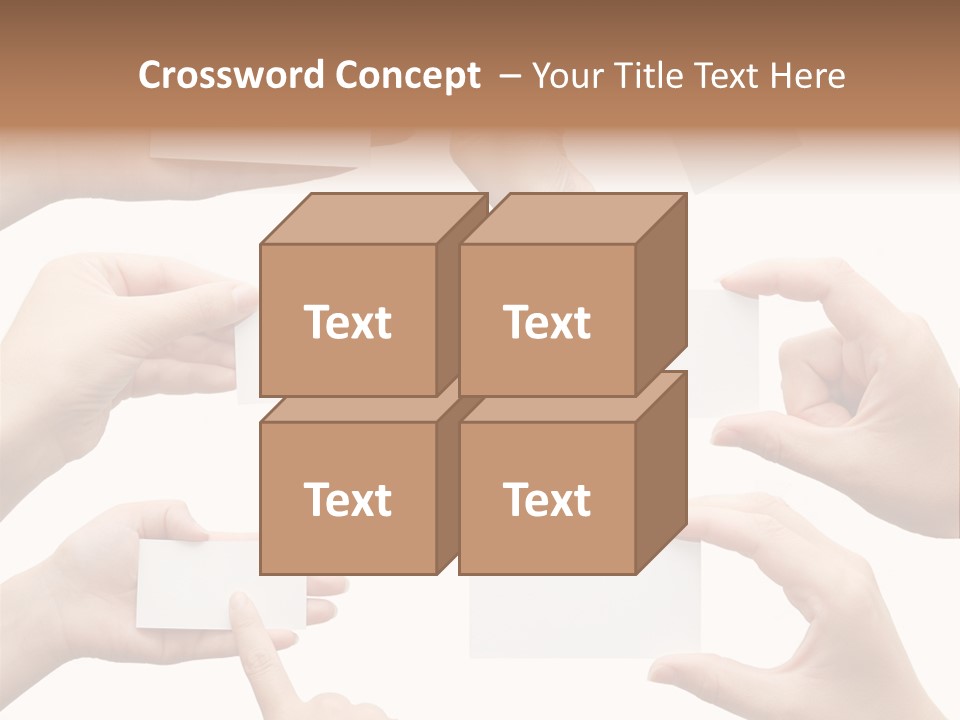 Set Of Hand Holding An Empty Business Card Over White PowerPoint Template