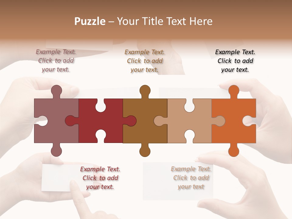 Set Of Hand Holding An Empty Business Card Over White PowerPoint Template