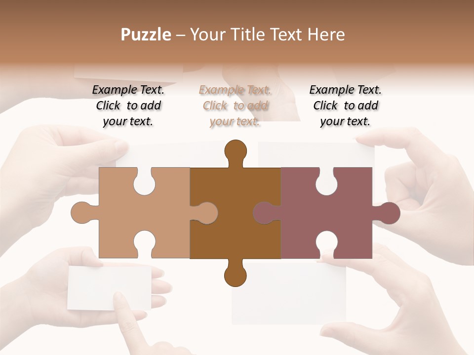 Set Of Hand Holding An Empty Business Card Over White PowerPoint Template