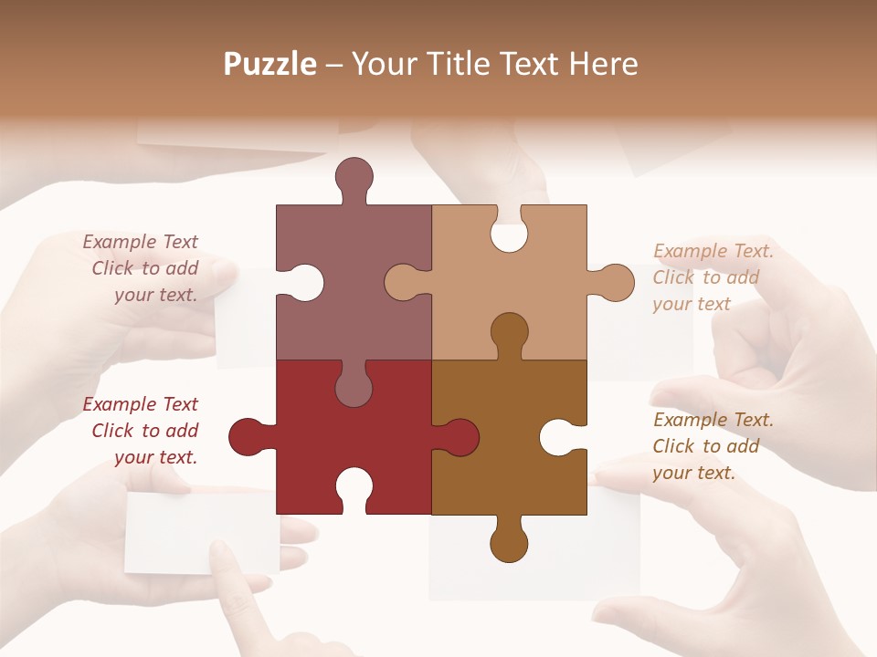 Set Of Hand Holding An Empty Business Card Over White PowerPoint Template