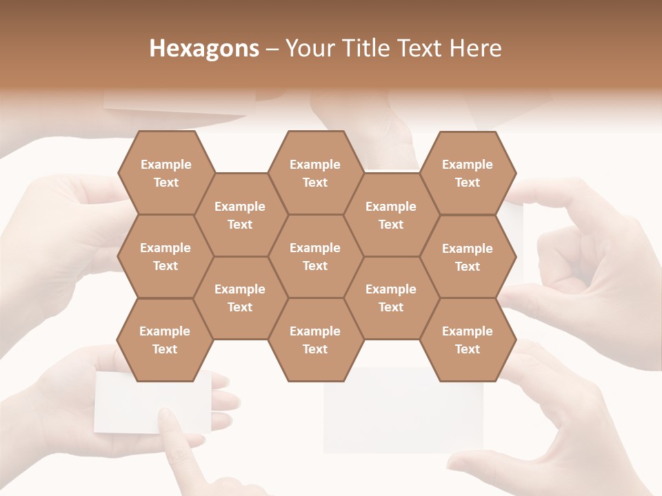 Set Of Hand Holding An Empty Business Card Over White PowerPoint Template