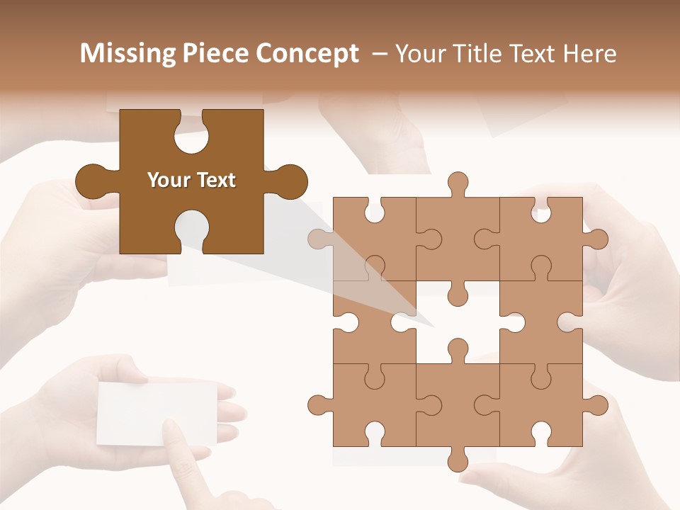 Set Of Hand Holding An Empty Business Card Over White PowerPoint Template