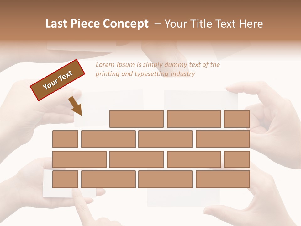 Set Of Hand Holding An Empty Business Card Over White PowerPoint Template