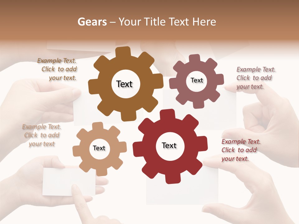 Set Of Hand Holding An Empty Business Card Over White PowerPoint Template