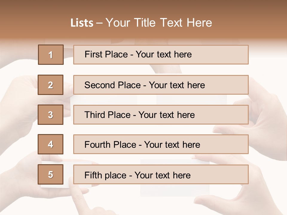 Set Of Hand Holding An Empty Business Card Over White PowerPoint Template