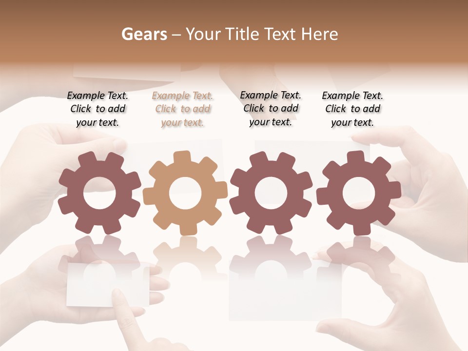 Set Of Hand Holding An Empty Business Card Over White PowerPoint Template