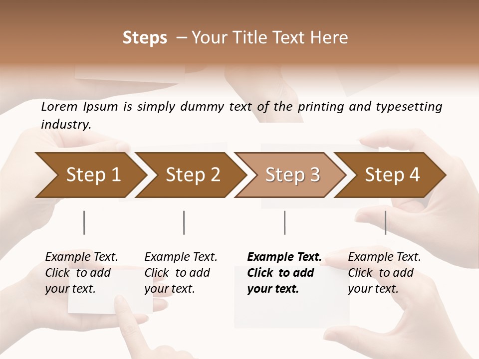 Set Of Hand Holding An Empty Business Card Over White PowerPoint Template