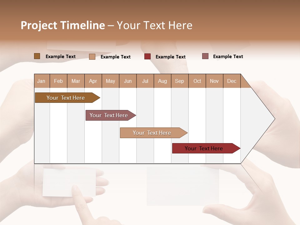 Set Of Hand Holding An Empty Business Card Over White PowerPoint Template