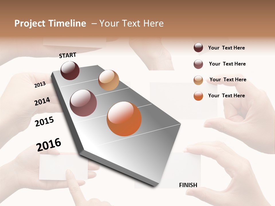 Set Of Hand Holding An Empty Business Card Over White PowerPoint Template