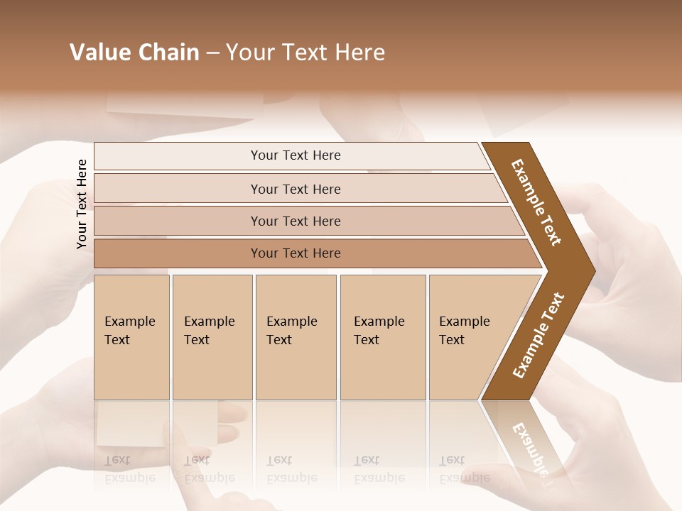 Set Of Hand Holding An Empty Business Card Over White PowerPoint Template