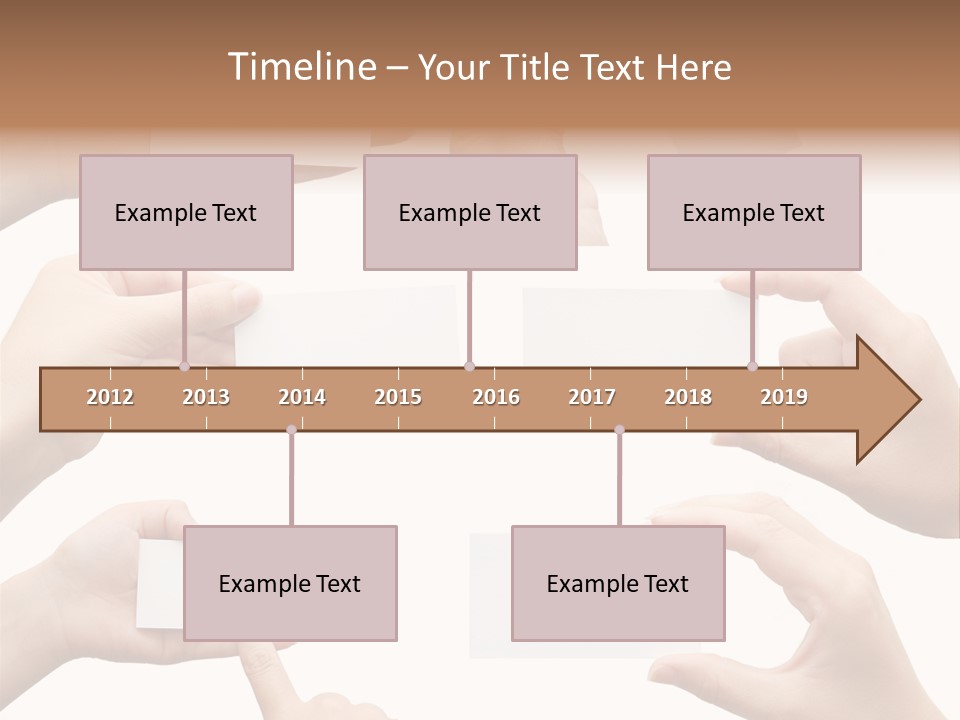 Set Of Hand Holding An Empty Business Card Over White PowerPoint Template