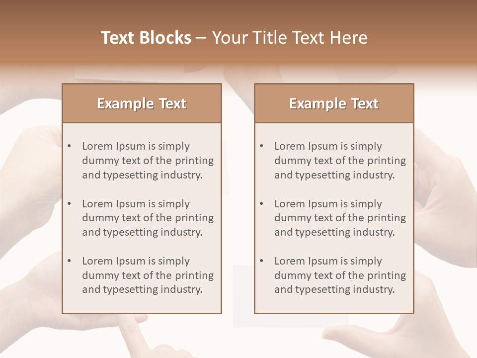 Set Of Hand Holding An Empty Business Card Over White PowerPoint Template