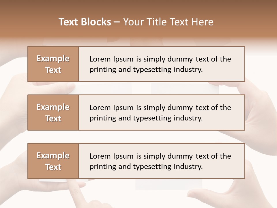 Set Of Hand Holding An Empty Business Card Over White PowerPoint Template