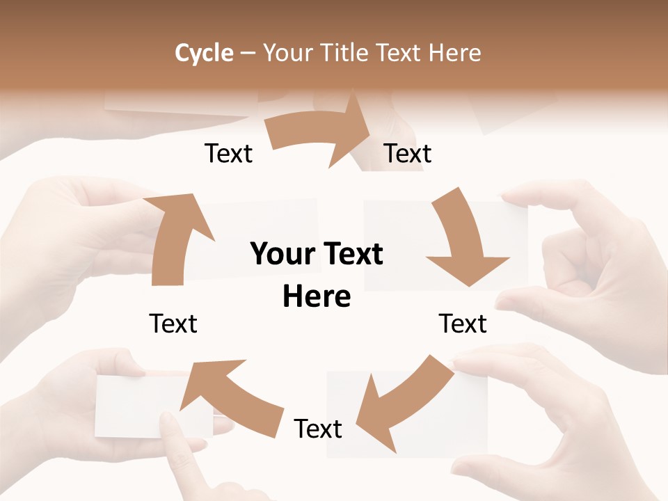 Set Of Hand Holding An Empty Business Card Over White PowerPoint Template