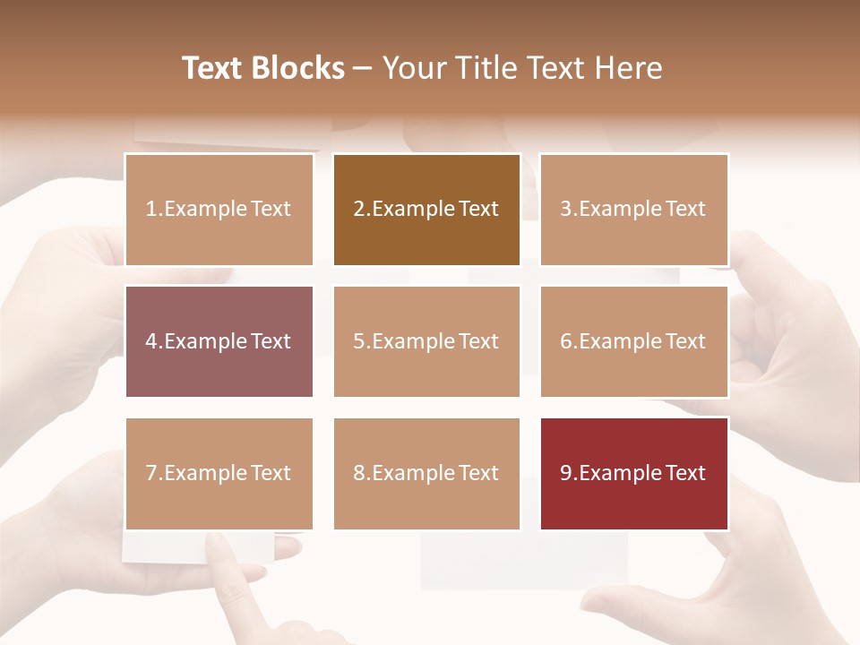 Set Of Hand Holding An Empty Business Card Over White PowerPoint Template