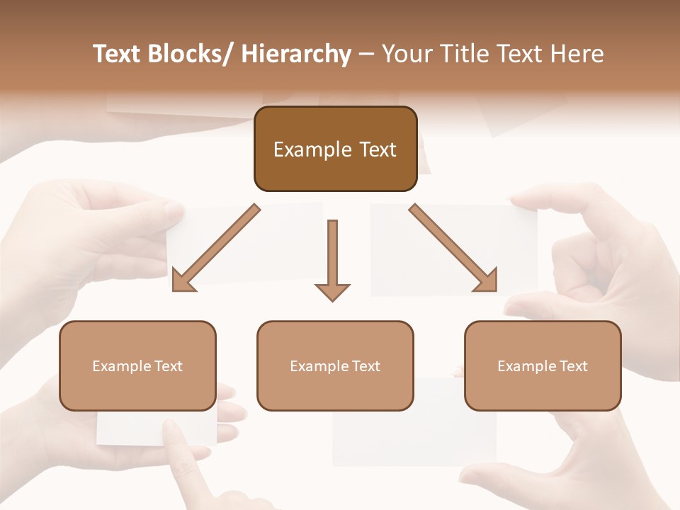 Set Of Hand Holding An Empty Business Card Over White PowerPoint Template