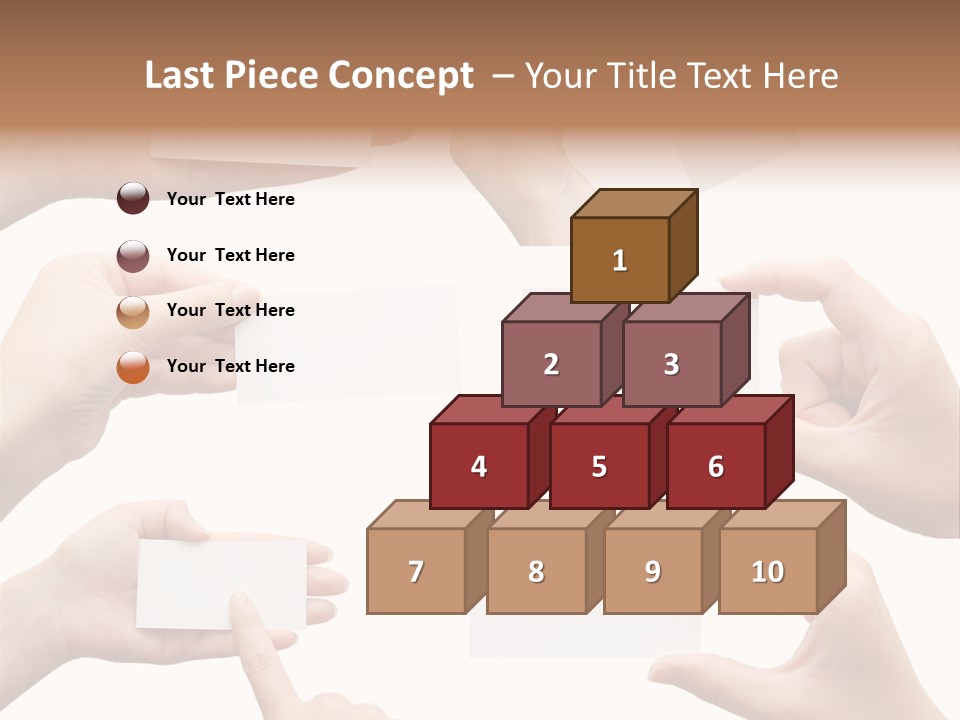 Set Of Hand Holding An Empty Business Card Over White PowerPoint Template