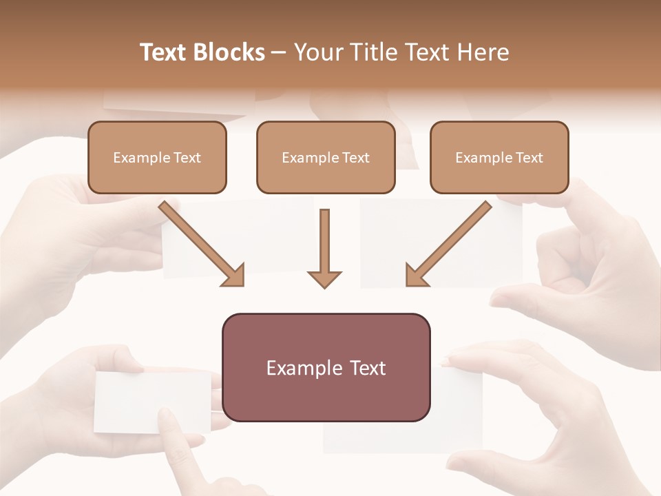 Set Of Hand Holding An Empty Business Card Over White PowerPoint Template
