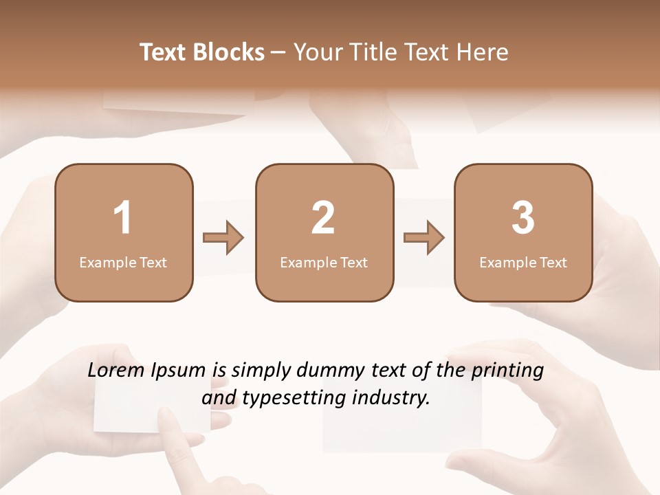 Set Of Hand Holding An Empty Business Card Over White PowerPoint Template