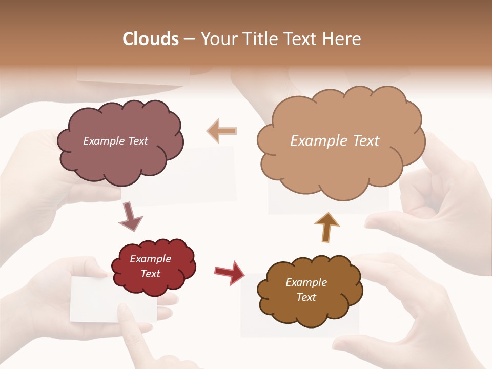 Set Of Hand Holding An Empty Business Card Over White PowerPoint Template