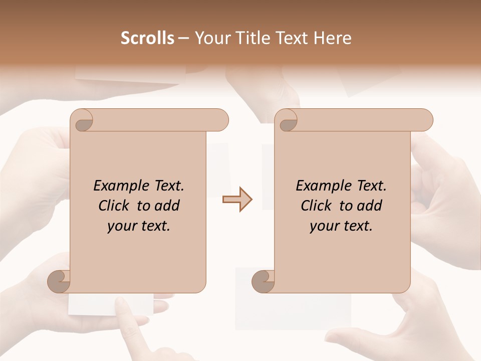 Set Of Hand Holding An Empty Business Card Over White PowerPoint Template