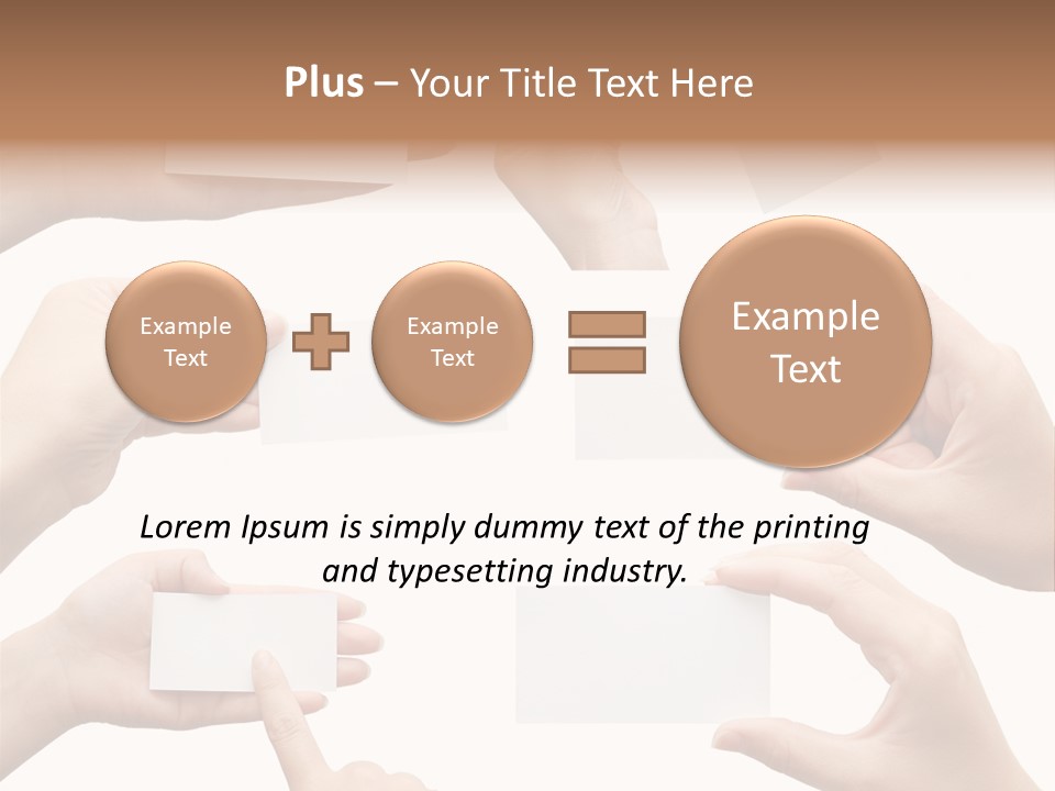 Set Of Hand Holding An Empty Business Card Over White PowerPoint Template