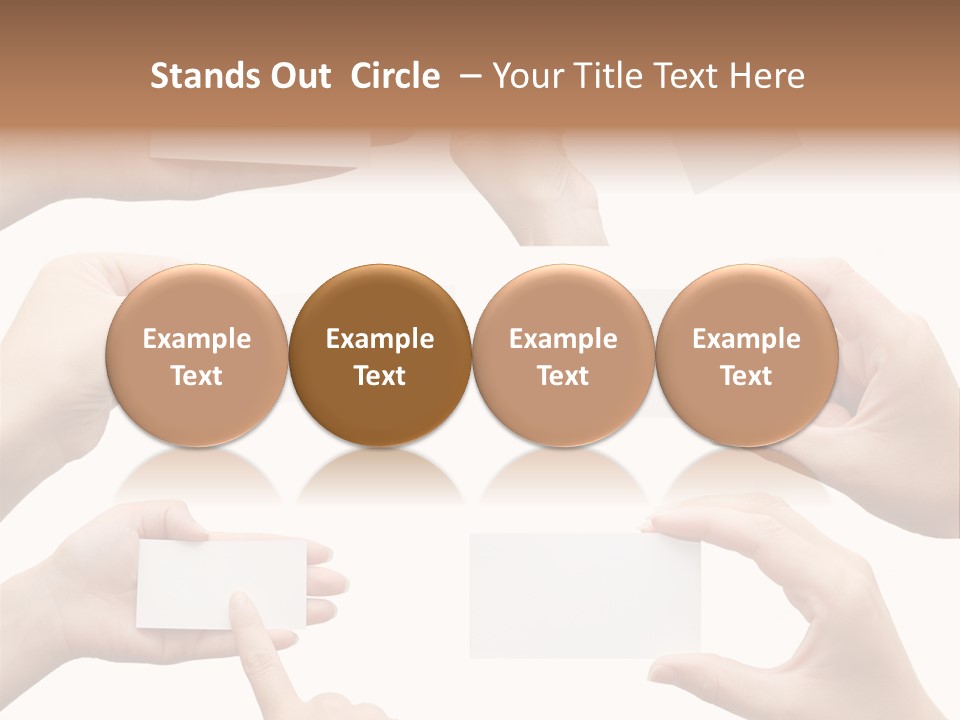 Set Of Hand Holding An Empty Business Card Over White PowerPoint Template