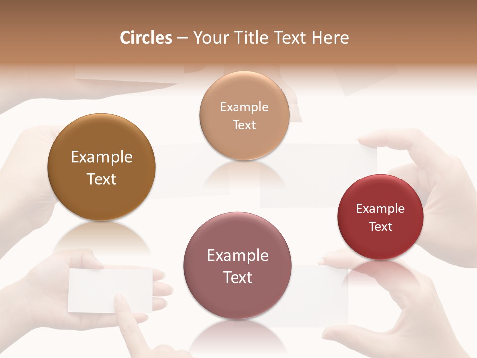 Set Of Hand Holding An Empty Business Card Over White PowerPoint Template