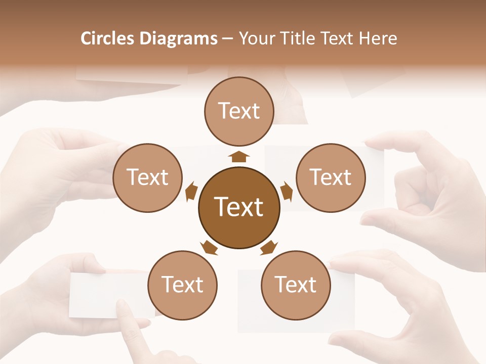 Set Of Hand Holding An Empty Business Card Over White PowerPoint Template