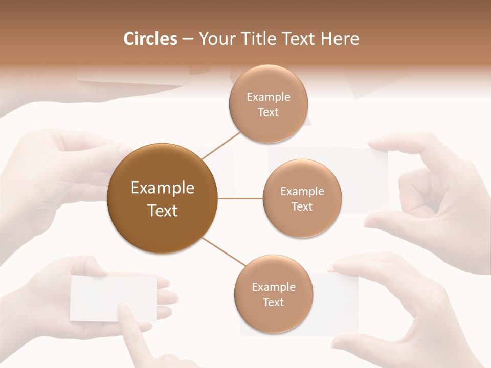 Set Of Hand Holding An Empty Business Card Over White PowerPoint Template