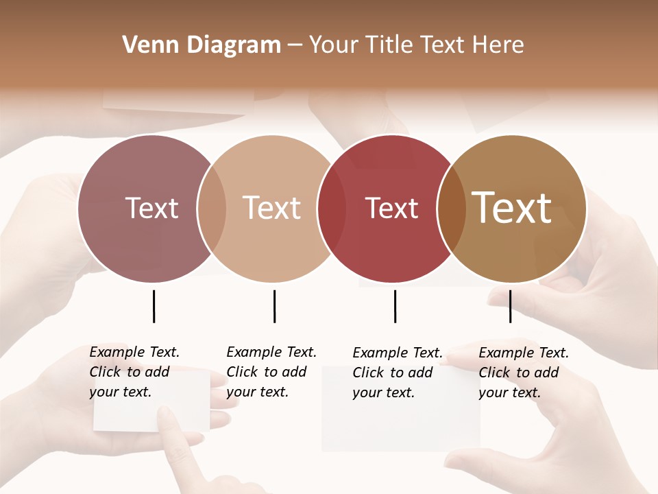 Set Of Hand Holding An Empty Business Card Over White PowerPoint Template
