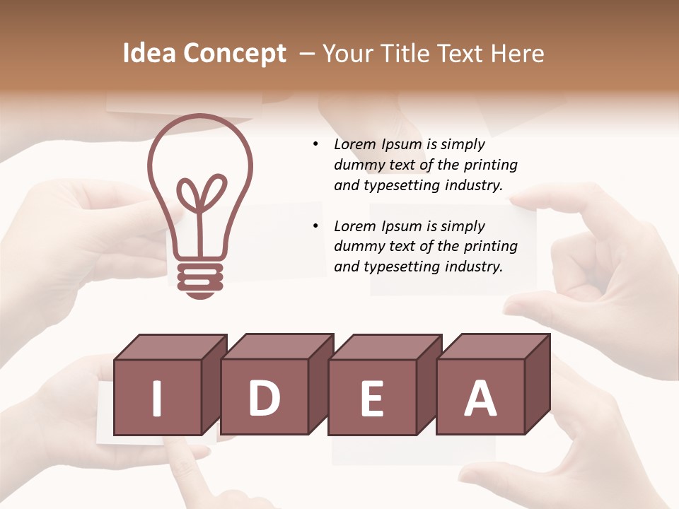 Set Of Hand Holding An Empty Business Card Over White PowerPoint Template