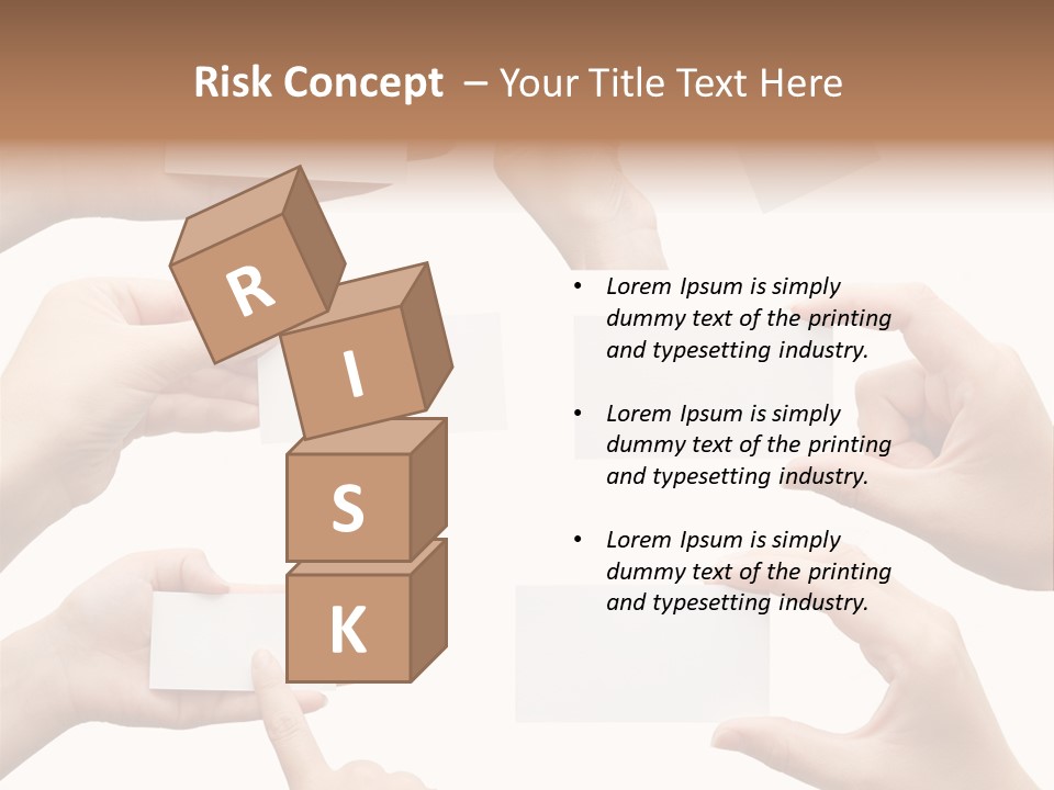 Set Of Hand Holding An Empty Business Card Over White PowerPoint Template