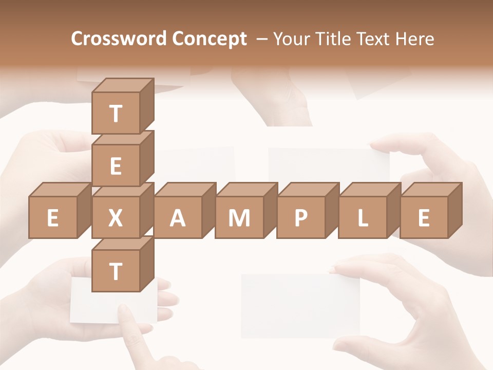 Set Of Hand Holding An Empty Business Card Over White PowerPoint Template