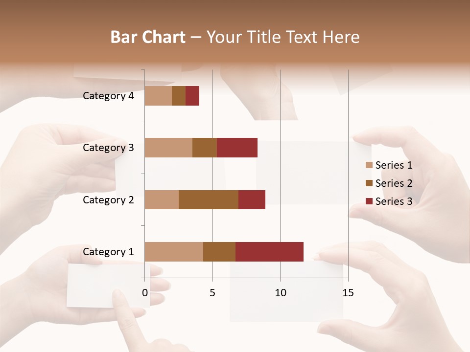 Set Of Hand Holding An Empty Business Card Over White PowerPoint Template