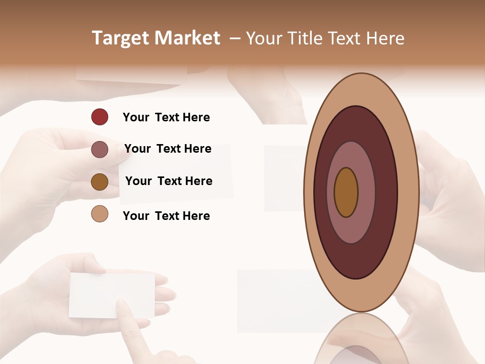 Set Of Hand Holding An Empty Business Card Over White PowerPoint Template