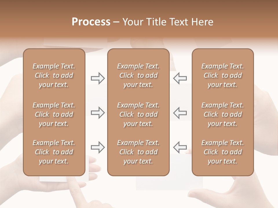 Set Of Hand Holding An Empty Business Card Over White PowerPoint Template