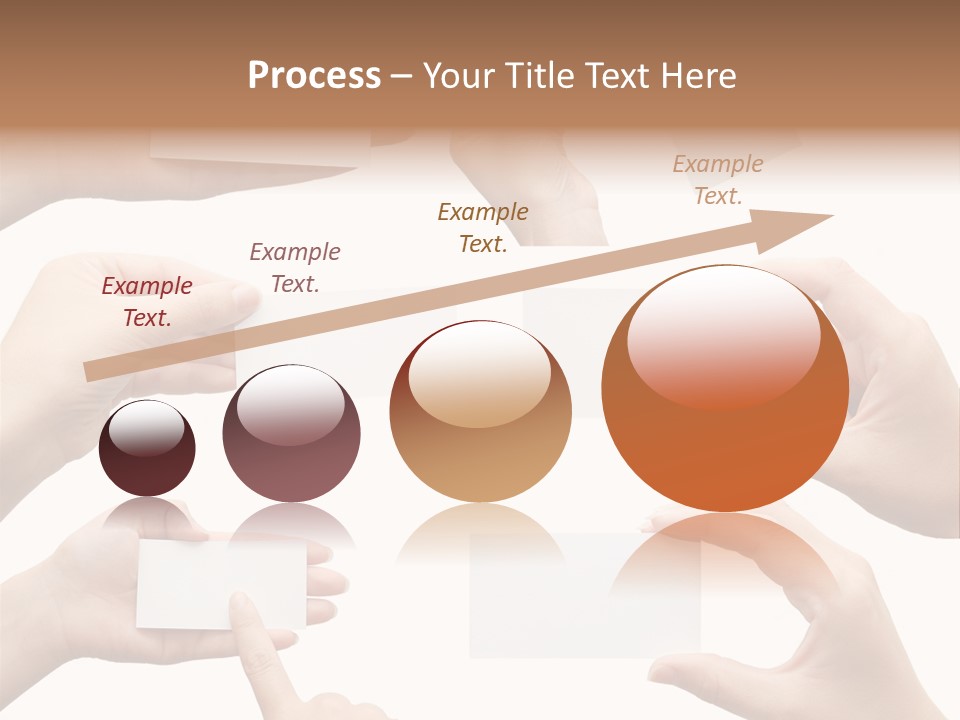 Set Of Hand Holding An Empty Business Card Over White PowerPoint Template