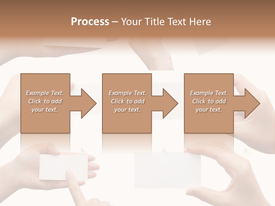 Set Of Hand Holding An Empty Business Card Over White PowerPoint Template