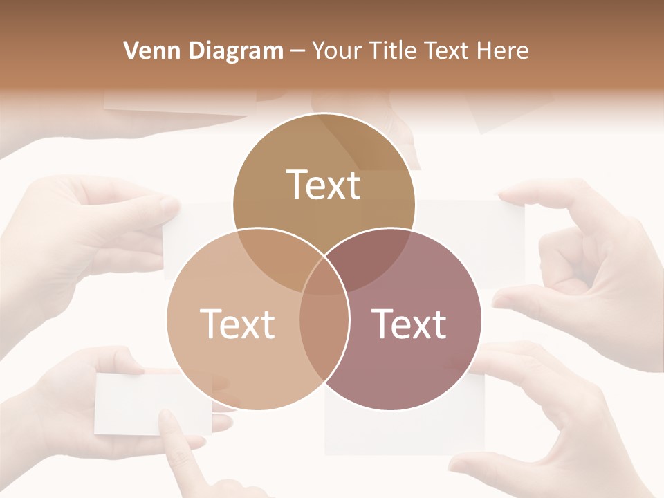 Set Of Hand Holding An Empty Business Card Over White PowerPoint Template