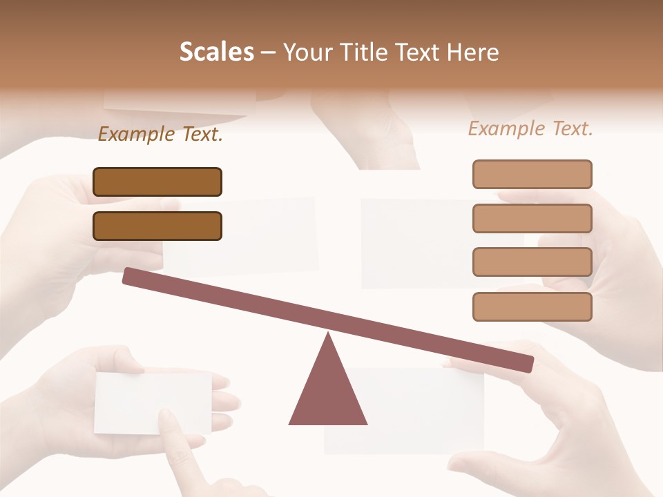 Set Of Hand Holding An Empty Business Card Over White PowerPoint Template