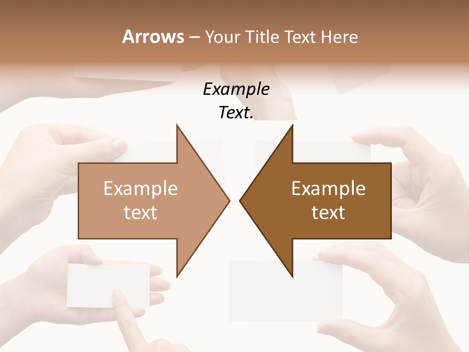 Set Of Hand Holding An Empty Business Card Over White PowerPoint Template