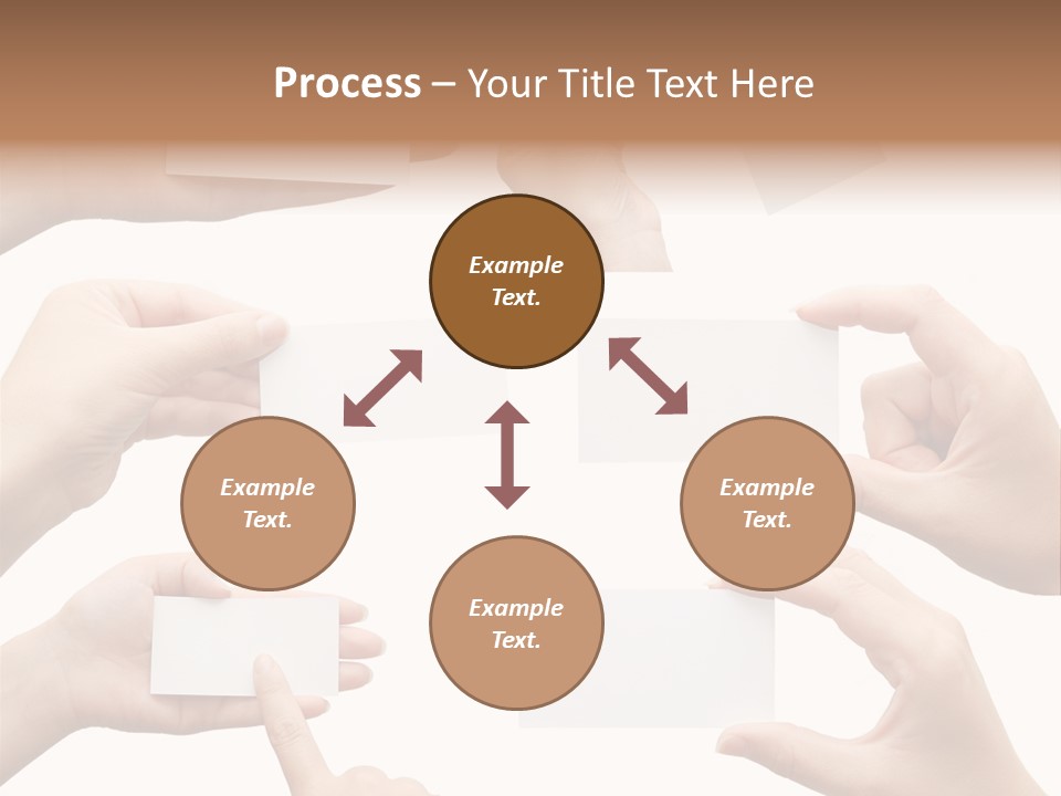 Set Of Hand Holding An Empty Business Card Over White PowerPoint Template