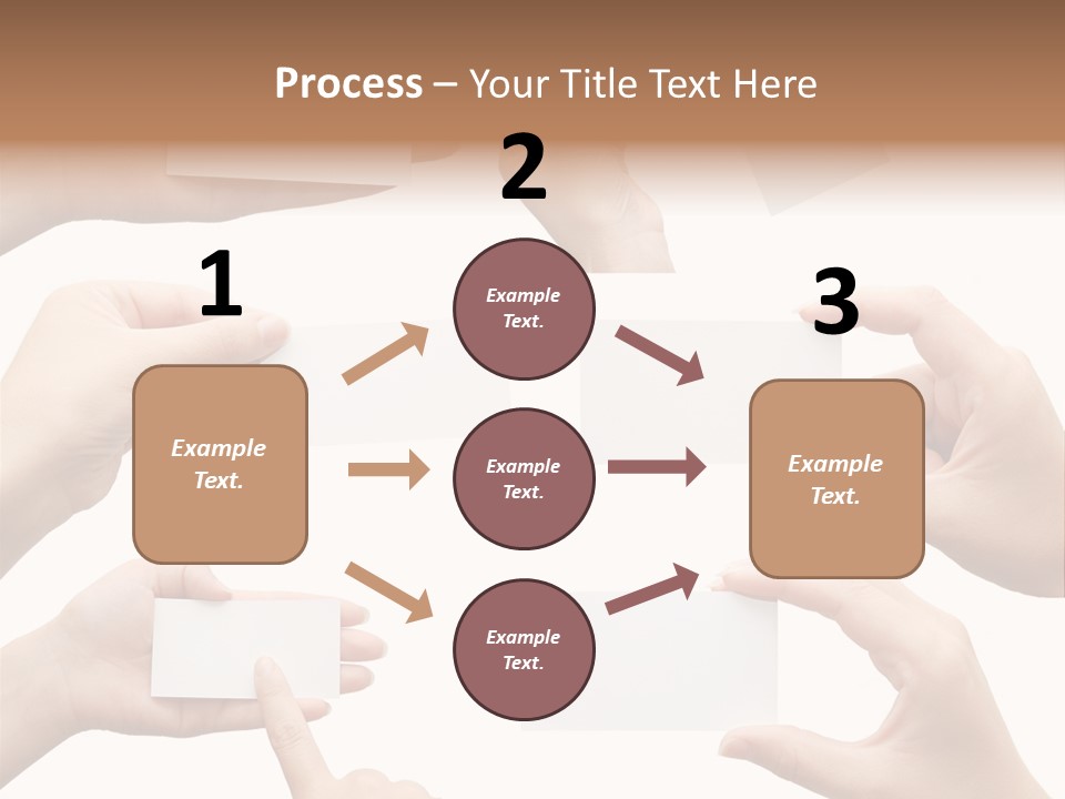 Set Of Hand Holding An Empty Business Card Over White PowerPoint Template