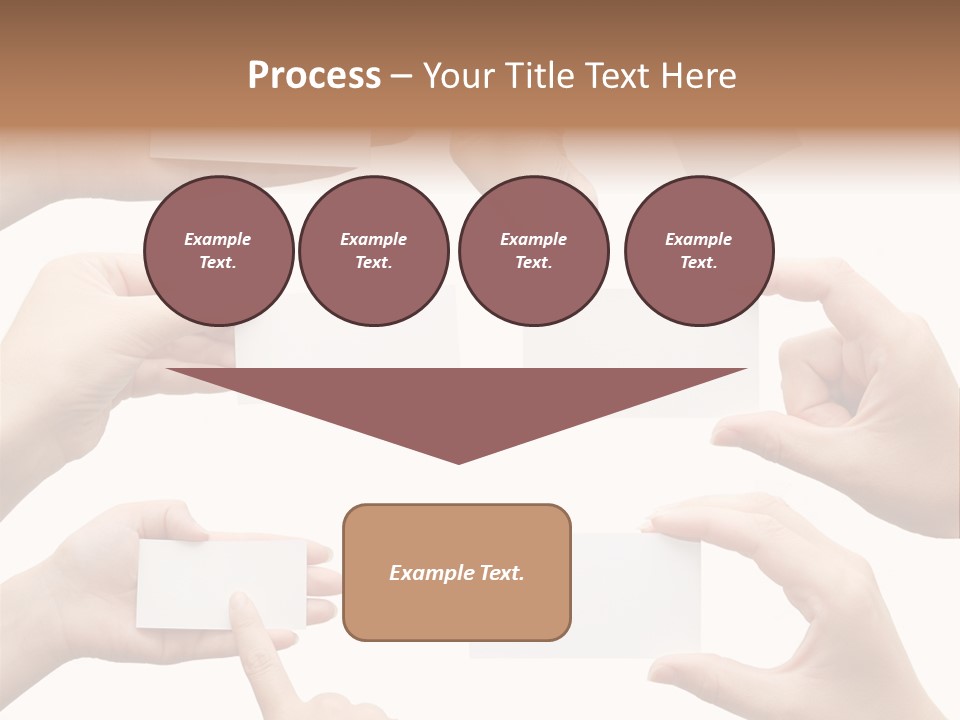 Set Of Hand Holding An Empty Business Card Over White PowerPoint Template