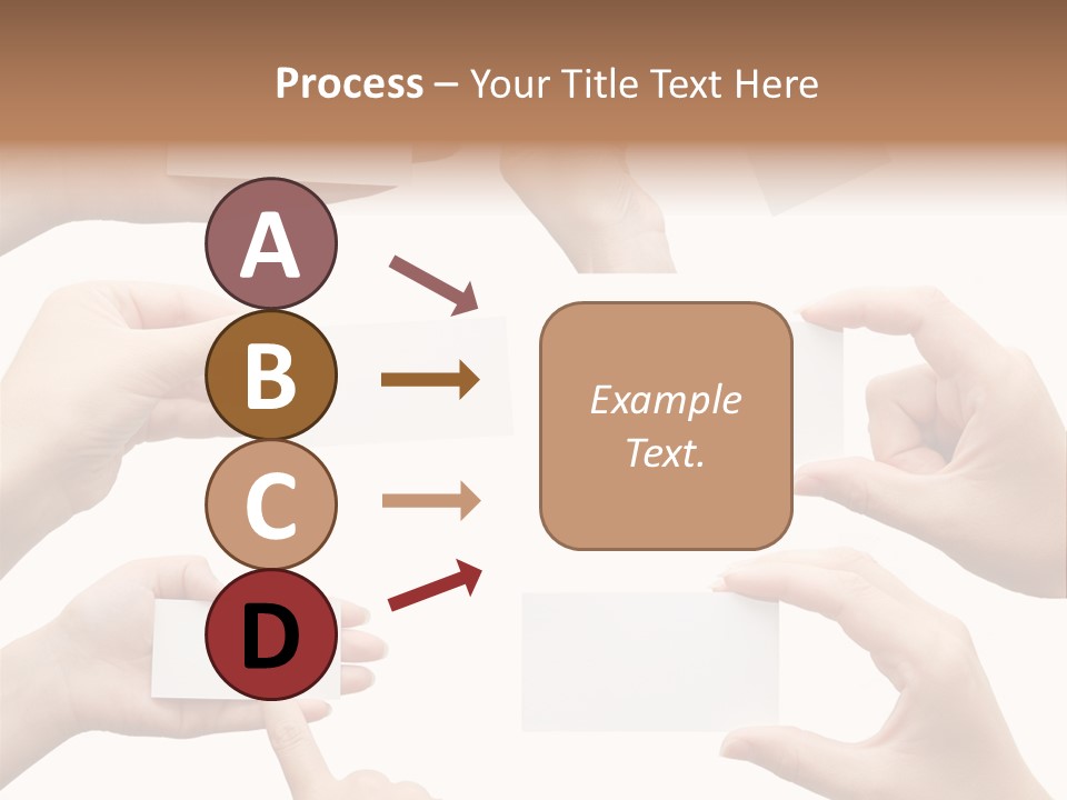 Set Of Hand Holding An Empty Business Card Over White PowerPoint Template