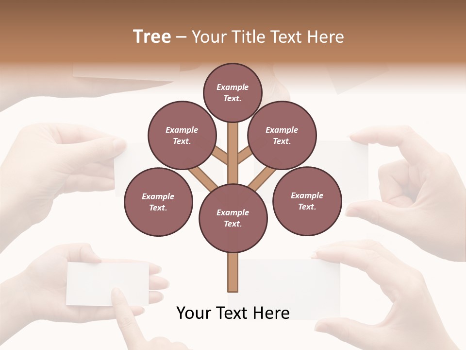 Set Of Hand Holding An Empty Business Card Over White PowerPoint Template