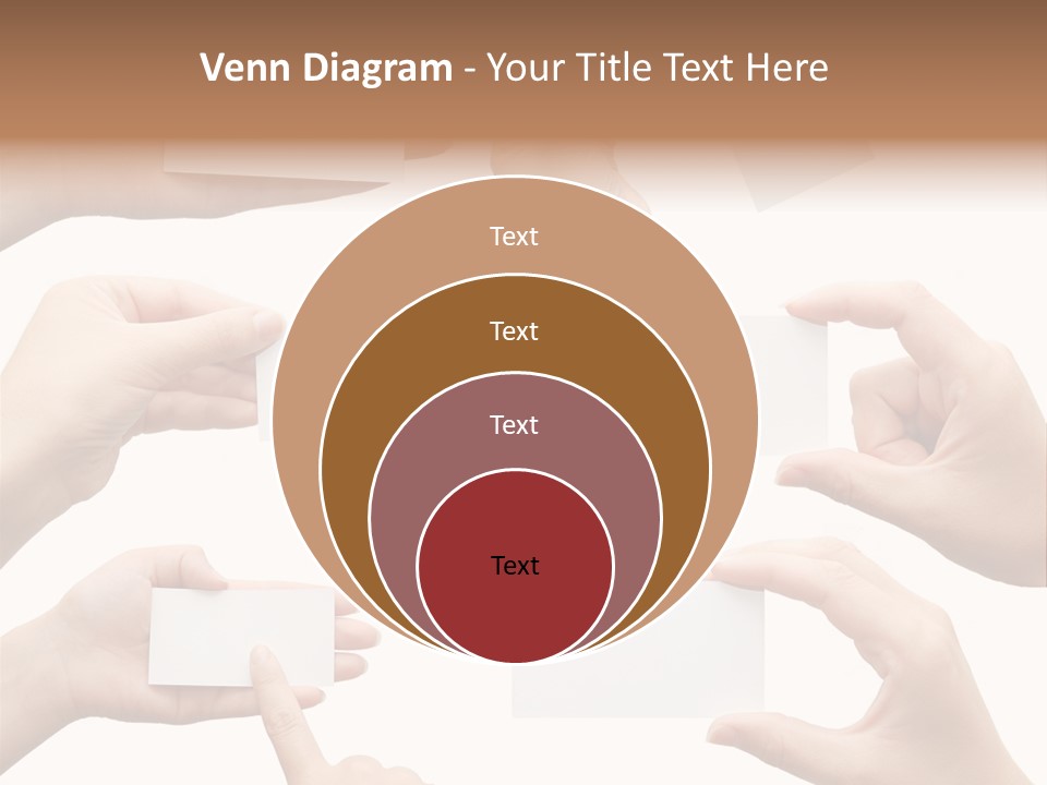Set Of Hand Holding An Empty Business Card Over White PowerPoint Template