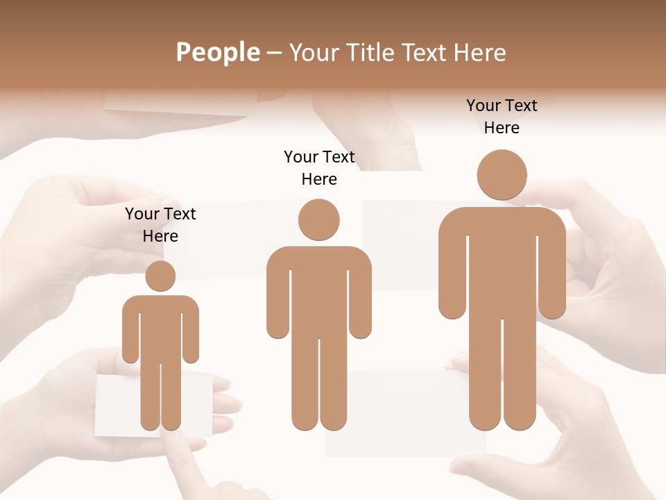 Set Of Hand Holding An Empty Business Card Over White PowerPoint Template