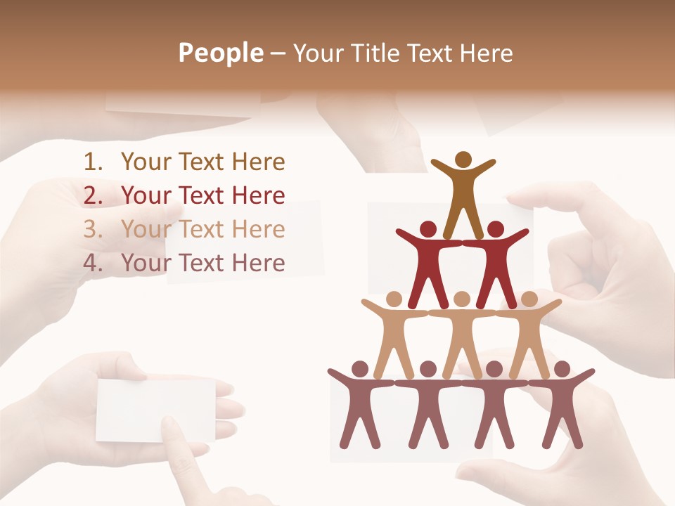 Set Of Hand Holding An Empty Business Card Over White PowerPoint Template